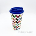 Éco-Friendly Reusable Custom imprimé BPA Free 16 oz Double Coffee tasse avec couvercle